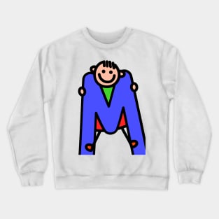 Letter M for Boys alphabet Kids Colorful Cartoon Character Crewneck Sweatshirt